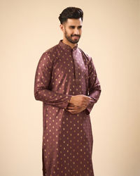 Manyavar Men Exquisite Brown Kurta Pajama Set
