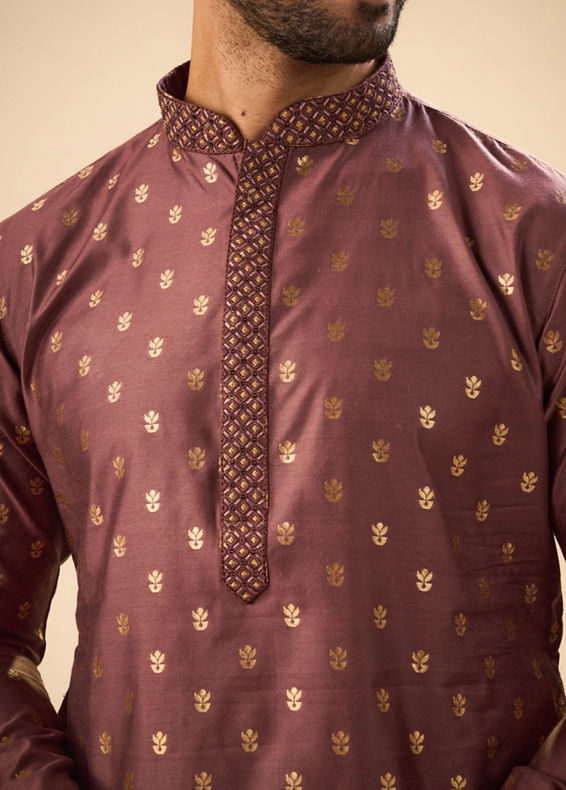 Manyavar Men Exquisite Brown Kurta Pajama Set