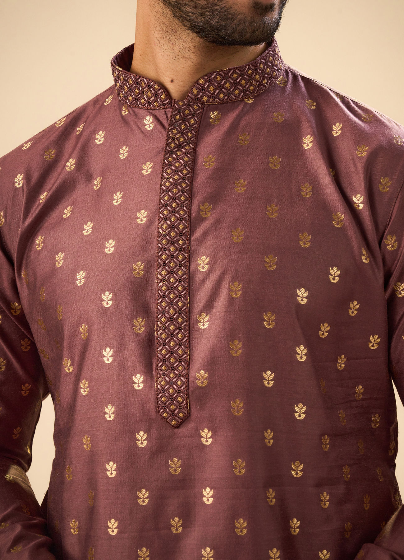 Manyavar Men Exquisite Brown Kurta Pajama Set