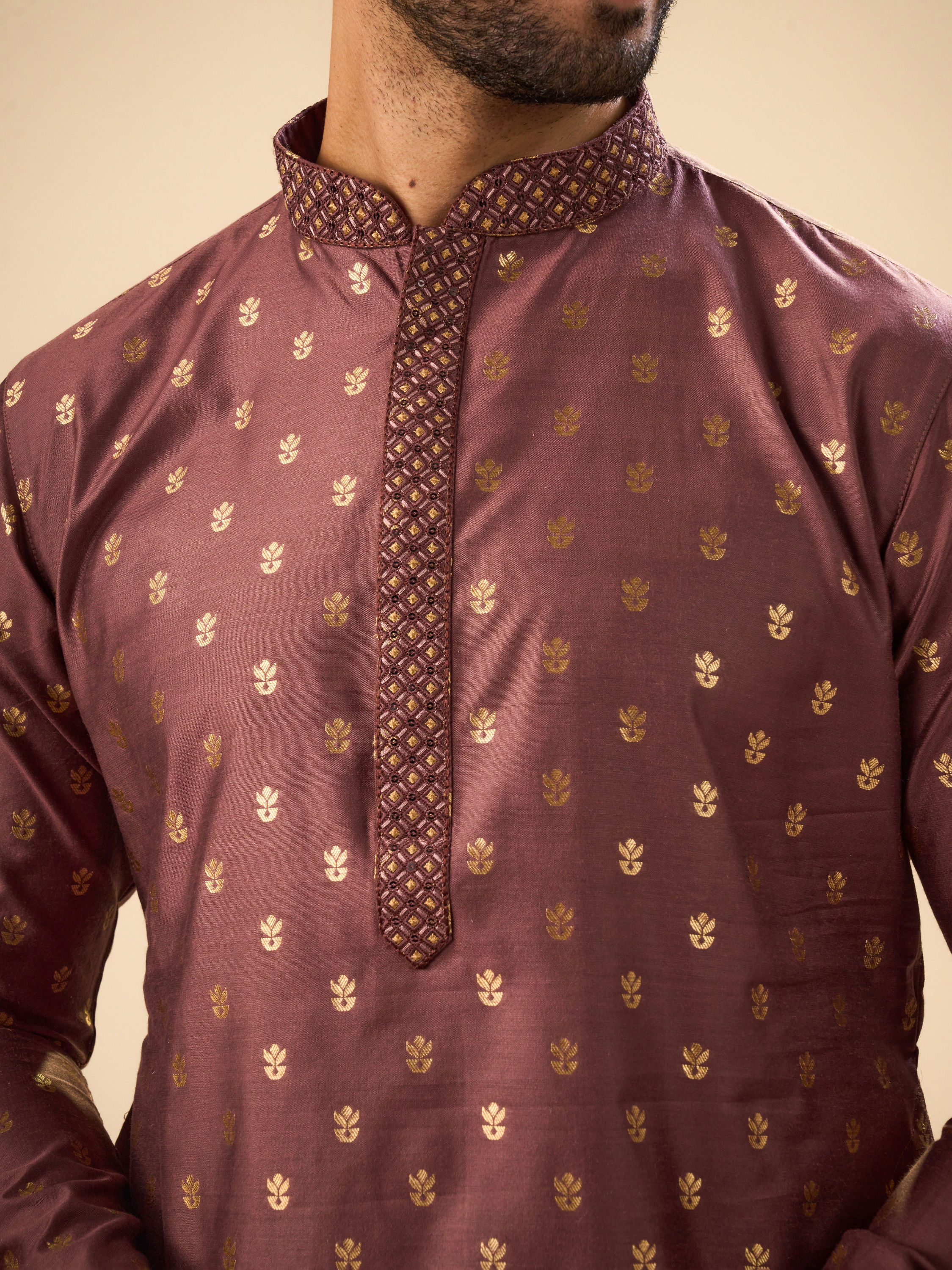Manyavar Men Exquisite Brown Kurta Pajama Set