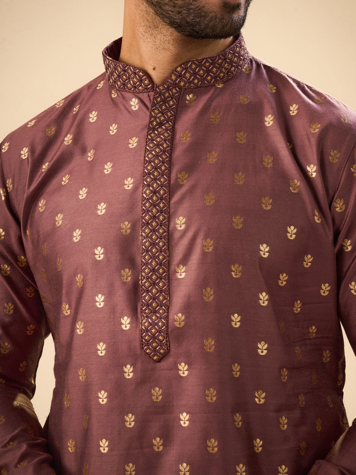 Manyavar Men Exquisite Brown Kurta Pajama Set