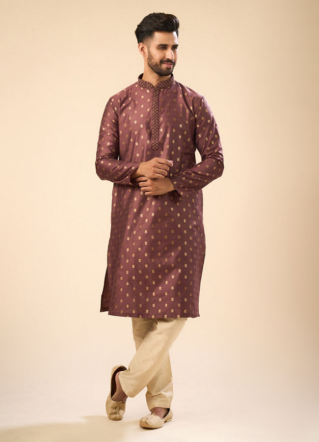 Manyavar Men Exquisite Brown Kurta Pajama Set