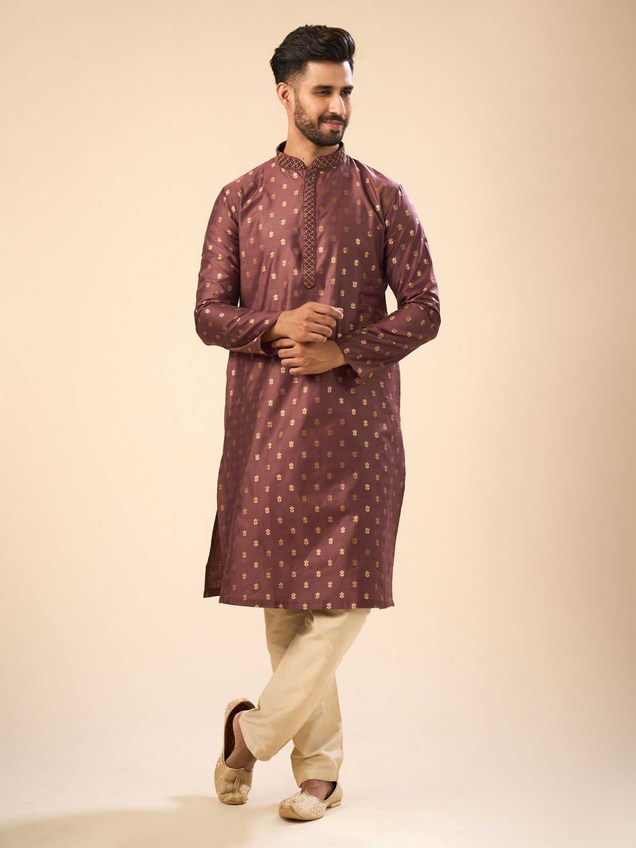 Manyavar Men Exquisite Brown Kurta Pajama Set