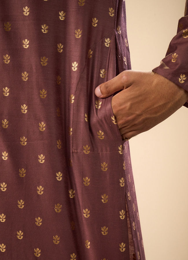 Manyavar Men Exquisite Brown Kurta Pajama Set