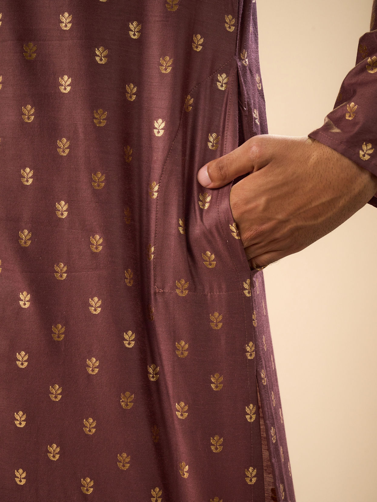 Manyavar Men Exquisite Brown Kurta Pajama Set