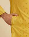 Manyavar Men Mustard Yellow Floral Buta Patterned Kurta Set