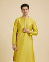 Manyavar Men Mehndi Green Kurta Set with Buta Motifs