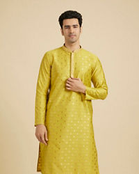 Manyavar Men Mehndi Green Kurta Set with Buta Motifs