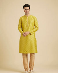 Manyavar Men Mehndi Green Kurta Set with Buta Motifs