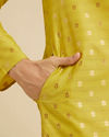 Manyavar Men Mehndi Green Kurta Set with Buta Motifs