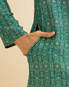 Manyavar Men Teal Green Aztec Printed Kurta Set
