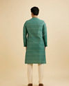 Manyavar Men Teal Green Aztec Printed Kurta Set