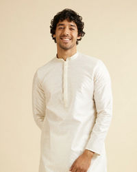 Manyavar Men Warm White Ditsy Patterned Kurta Set