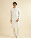Manyavar Men Warm White Ditsy Patterned Kurta Set