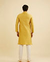 Manyavar Men Mustard Yellow Jaali Patterned Kurta Set with Shimmering Highlights