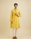 Manyavar Men Sunshine Yellow Buta Patterned Kurta Set