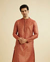 Rust Red Trellis Patterned Kurta Set