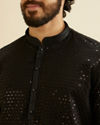 Manyavar Men Midnight Black Embroidered Kurta Set with Sequin Work image number 1