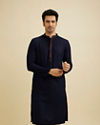 Manyavar Men Indigo Blue Self Textured Kurta Set image number 0