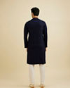 Manyavar Men Indigo Blue Self Textured Kurta Set image number 5