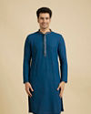 Manyavar Men Elegant Teal Blue Kurta Pajama Set image number 1