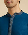 Manyavar Men Teal Blue Self Textured Kurta Set
