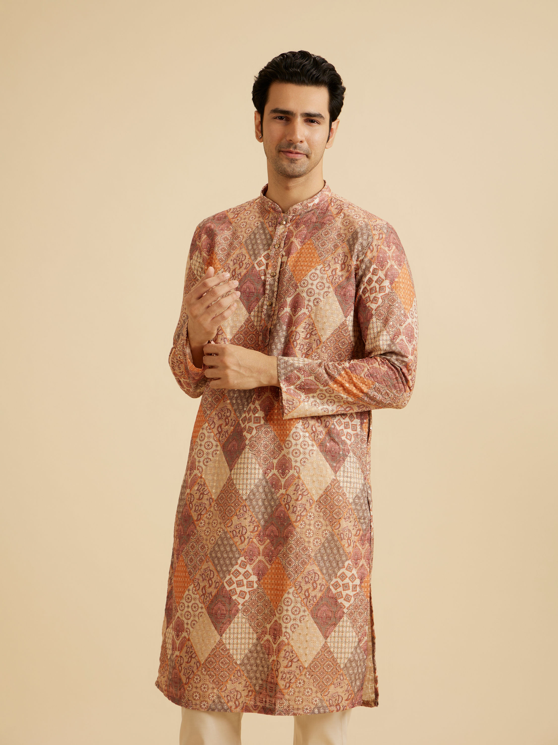 Manyavar Men Fawn Splendor Kurta Pajama