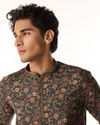Manyavar Men Elegant Dark Green Kurta Pajama Set