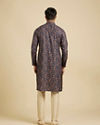 Manyavar Men Indigo Blue Bel Buti Printed Kurta Set image number 5