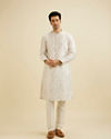 Manyavar Men Warm White Bel Buti Printed Kurta Set