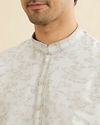 Manyavar Men Ice Blue Floral Vine Patterned Kurta Set