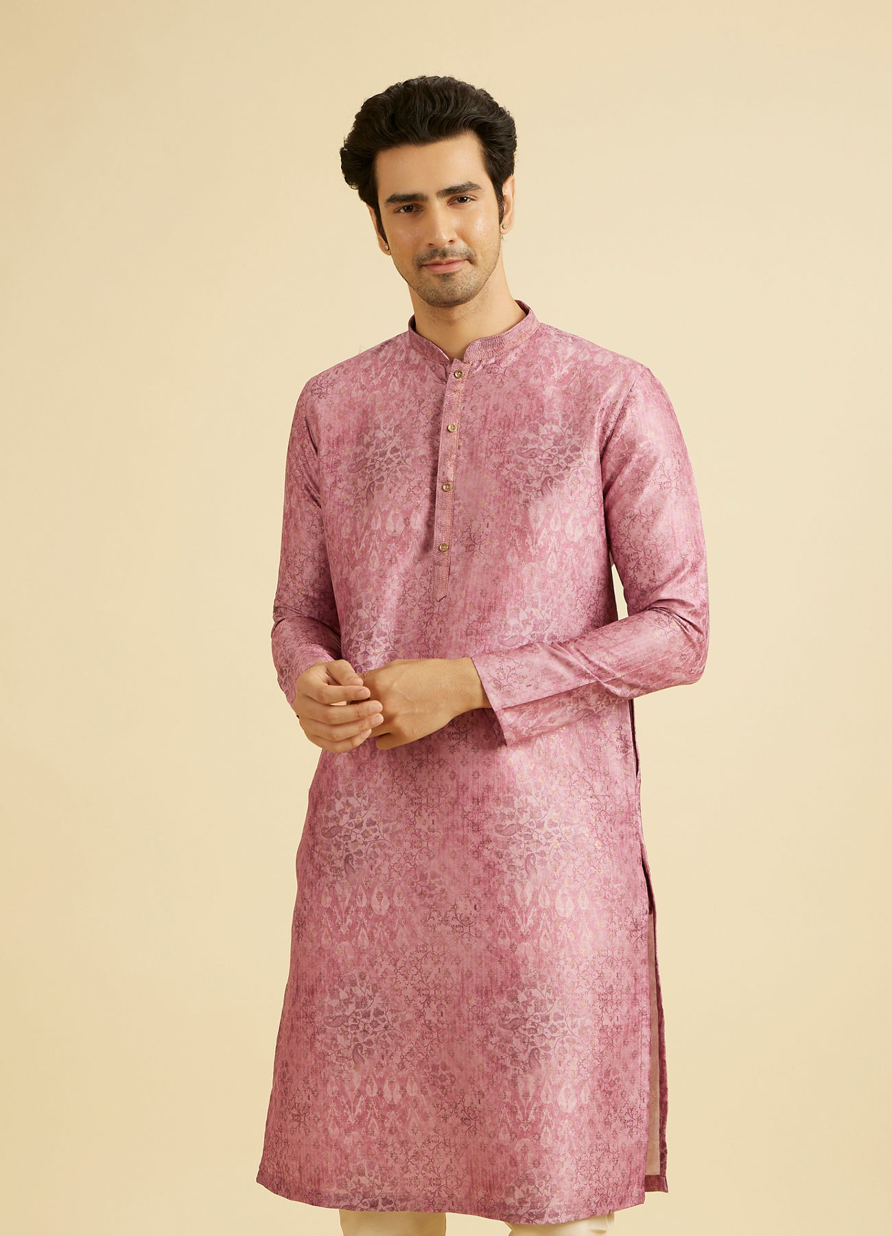 Manyavar Men Rani Pink Splendor Kurta Pajama