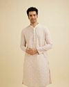 Baby Pink Chikankari Print Kurta Set with Sequin Work