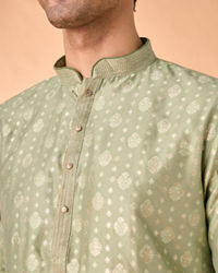 Manyavar Men Regal Brocade Green Kurta Pajama