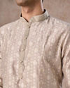 Manyavar Men Timeless Beige Brocade Kurta Pajama