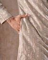 Manyavar Men Timeless Beige Brocade Kurta Pajama