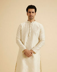 Manyavar Men Cream Elegance Kurta Pajama