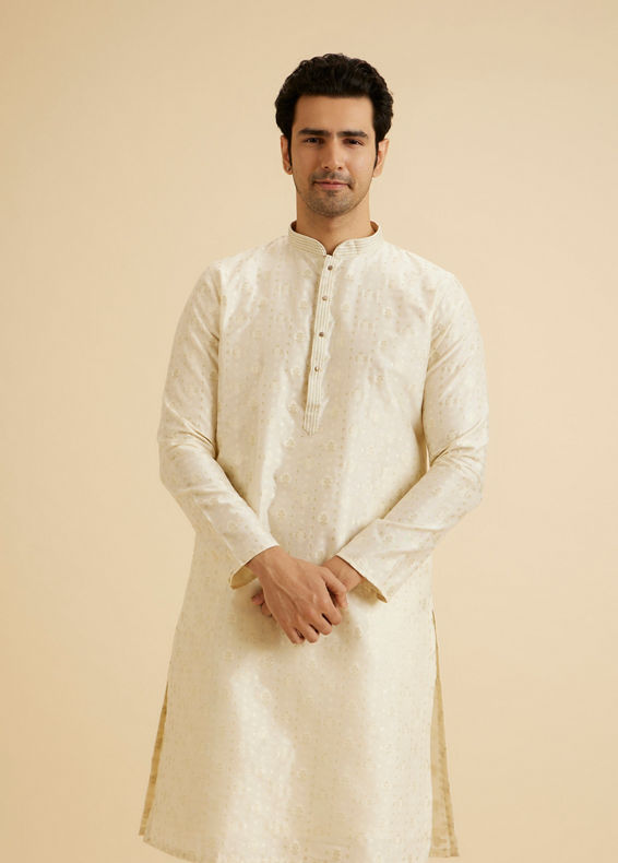 Manyavar Men Cream Elegance Kurta Pajama