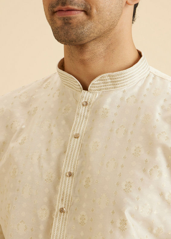 Manyavar Men Cream Elegance Kurta Pajama