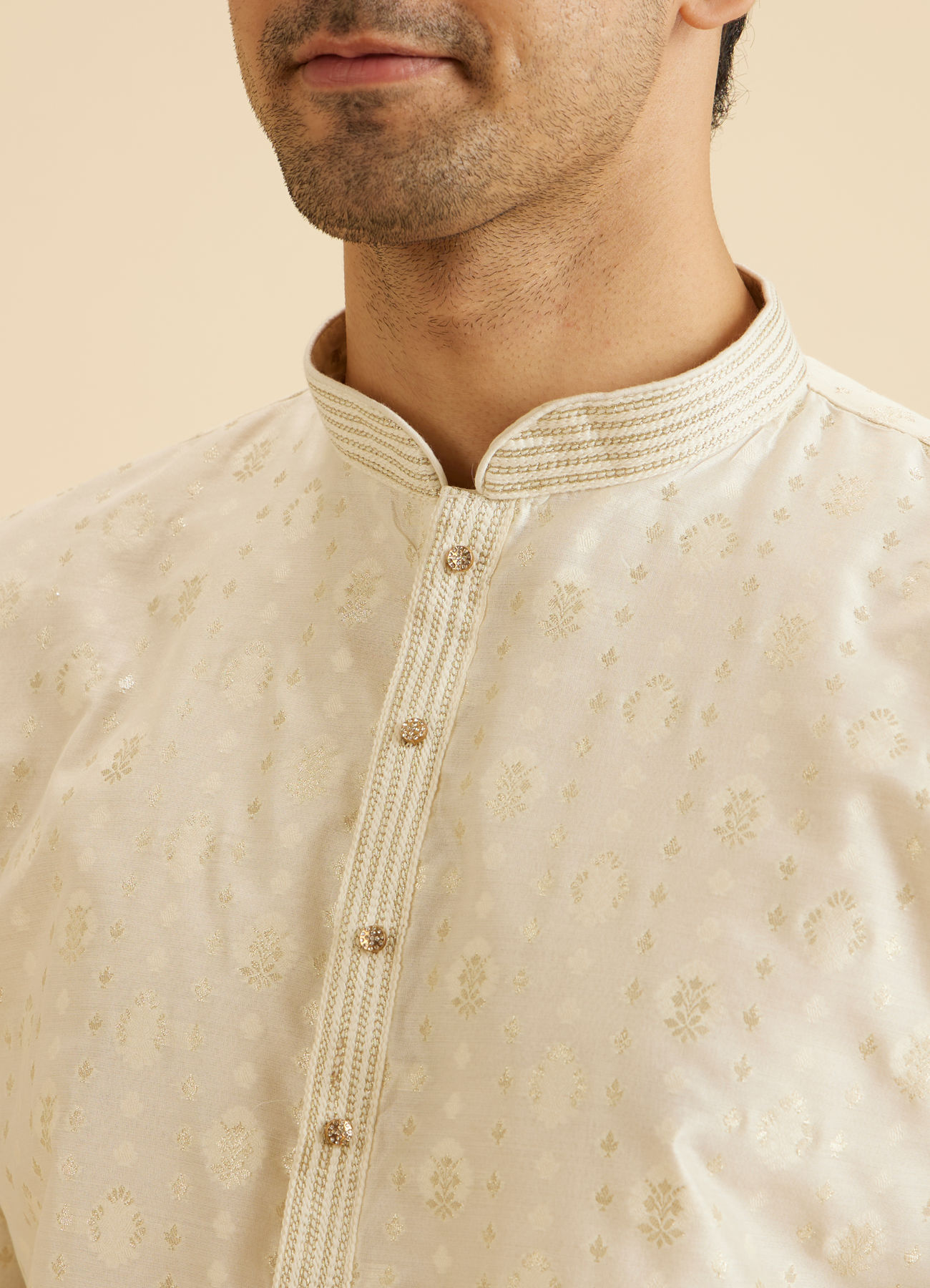 Manyavar Men Cream Elegance Kurta Pajama
