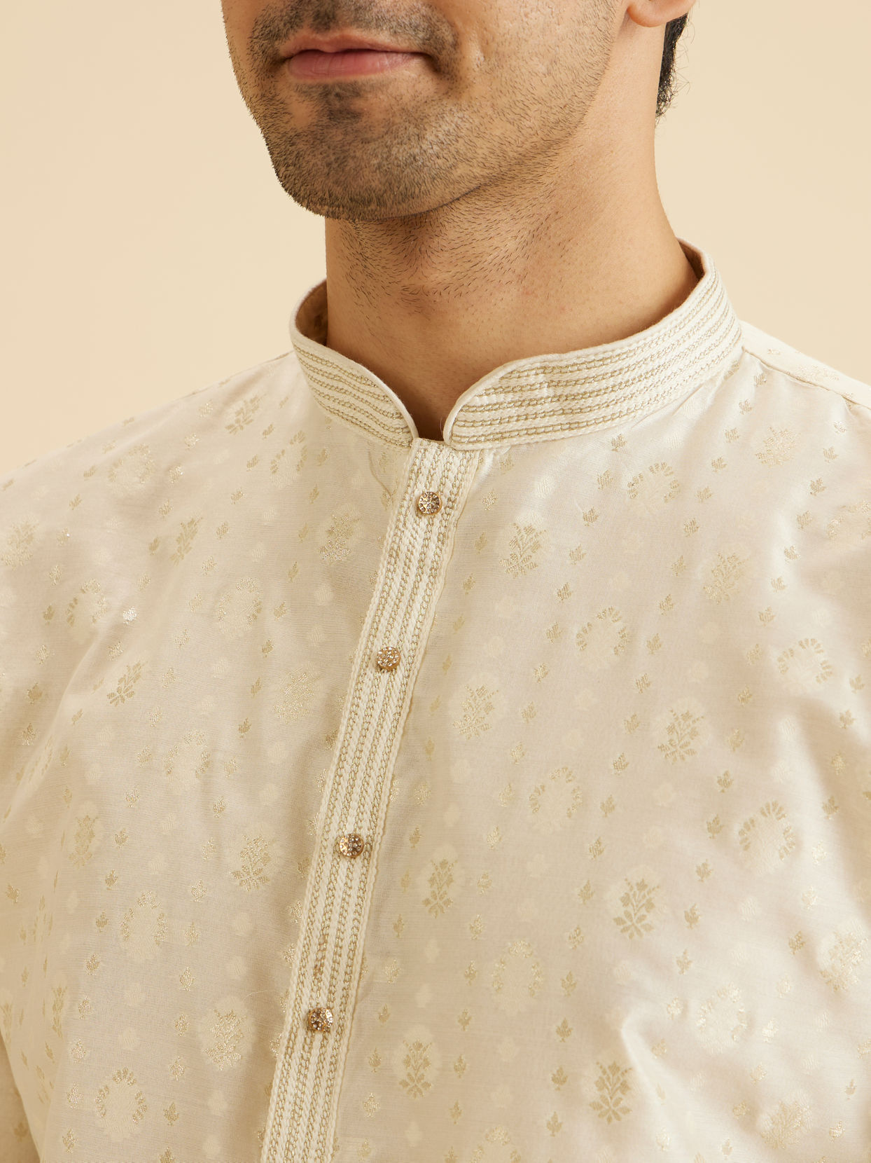 Manyavar Men Cream Elegance Kurta Pajama
