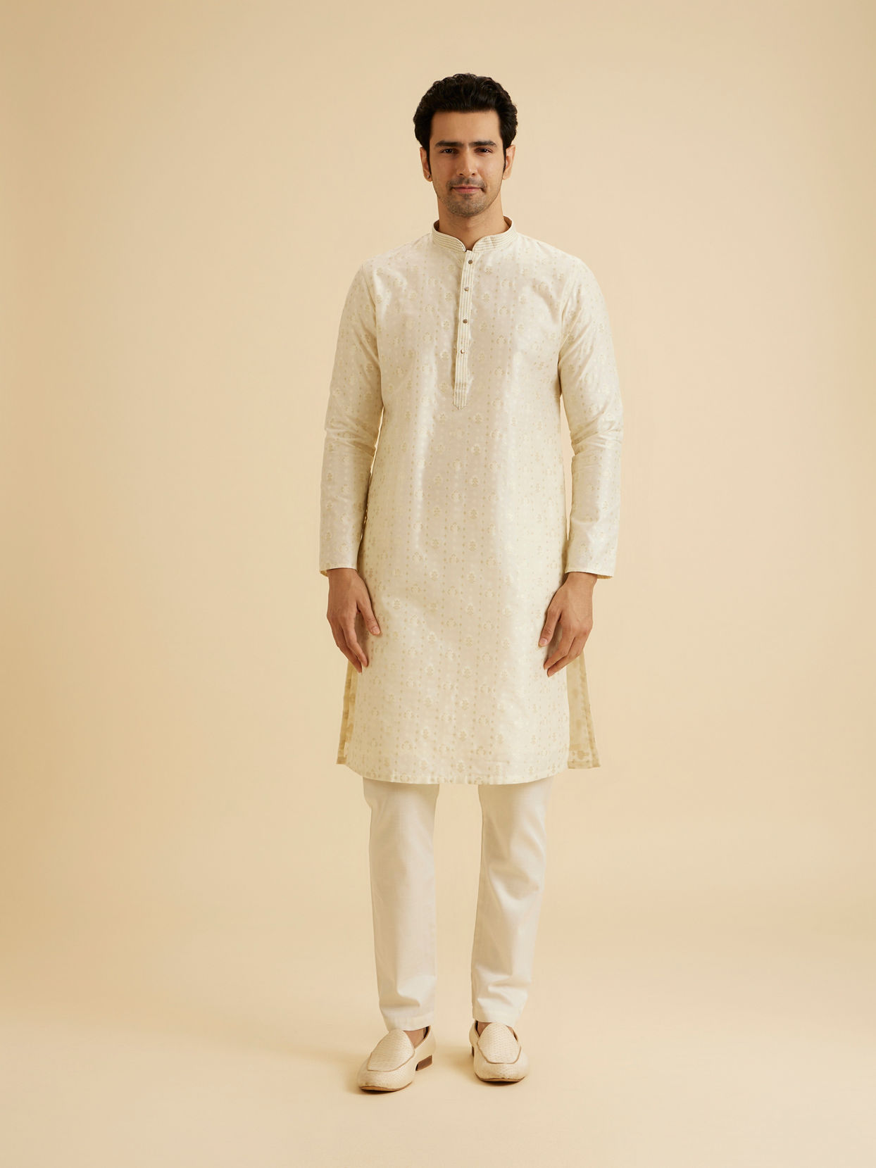 Manyavar Men Cream Elegance Kurta Pajama
