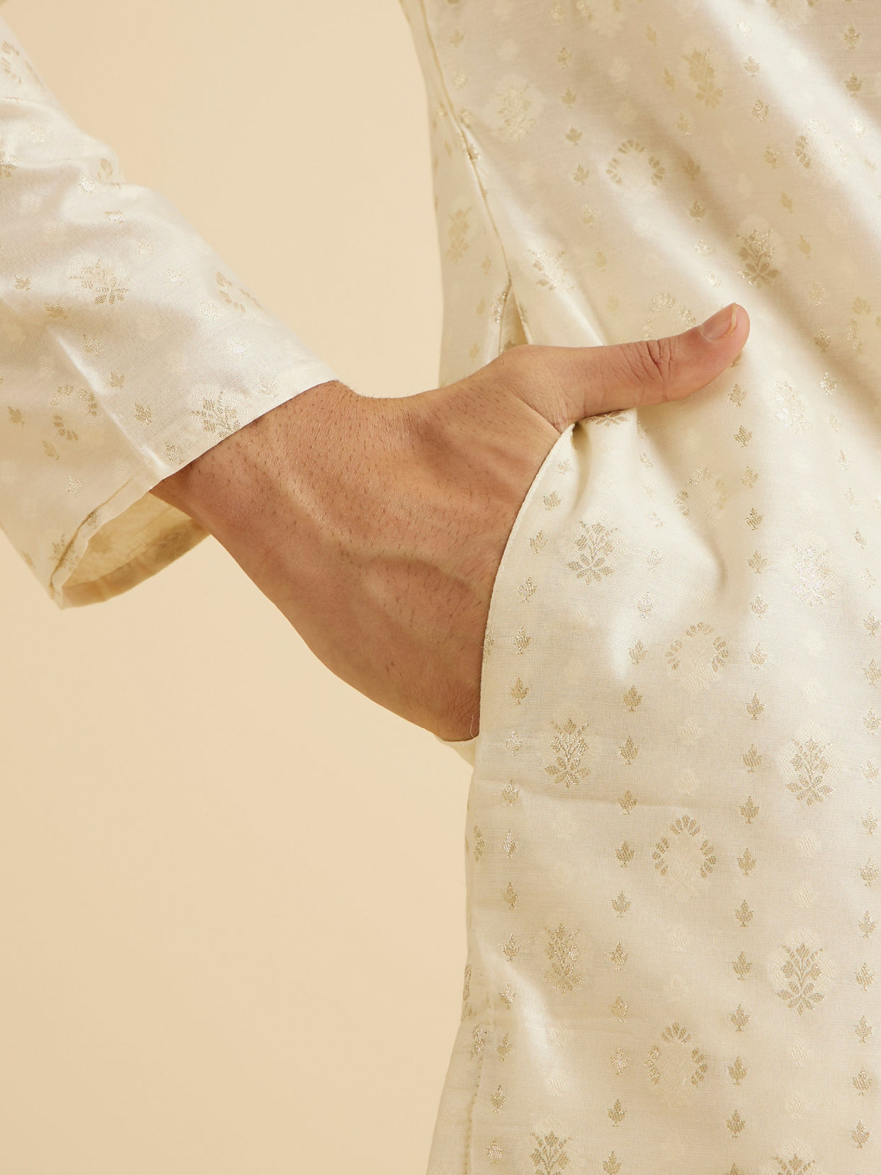 Manyavar Men Cream Elegance Kurta Pajama