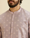 Manyavar Men Soft Lilac Buta Patterned Kurta Set