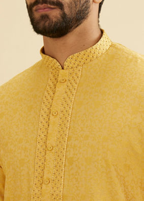 Manyavar Men Mystic Mustard Kurta Pajama image number 1