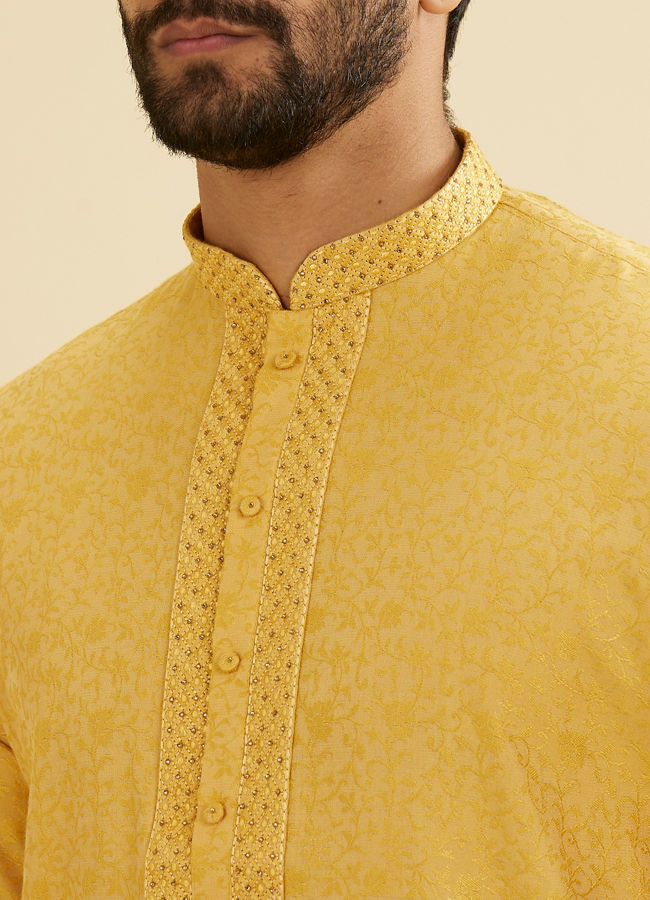 Manyavar Men Mystic Mustard Kurta Pajama image number 1