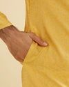 Manyavar Men Mustard Yellow Bel Buti Patterned Kurta Set