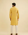 Manyavar Men Mustard Yellow Bel Buti Patterned Kurta Set