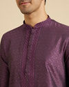 Manyavar Men Royal Purple Jaal Patterned Kurta Set with Embroidered Neckline image number 1