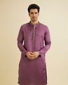 Royal Purple Plain Kurta Set with Embroidered Neckline